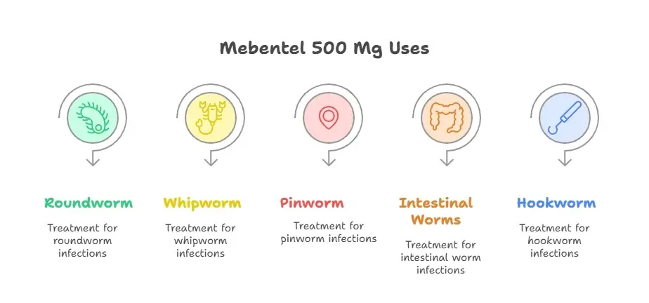 Uses of Mebentel 500 Mg
